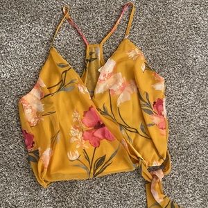 Yellow floral crop top